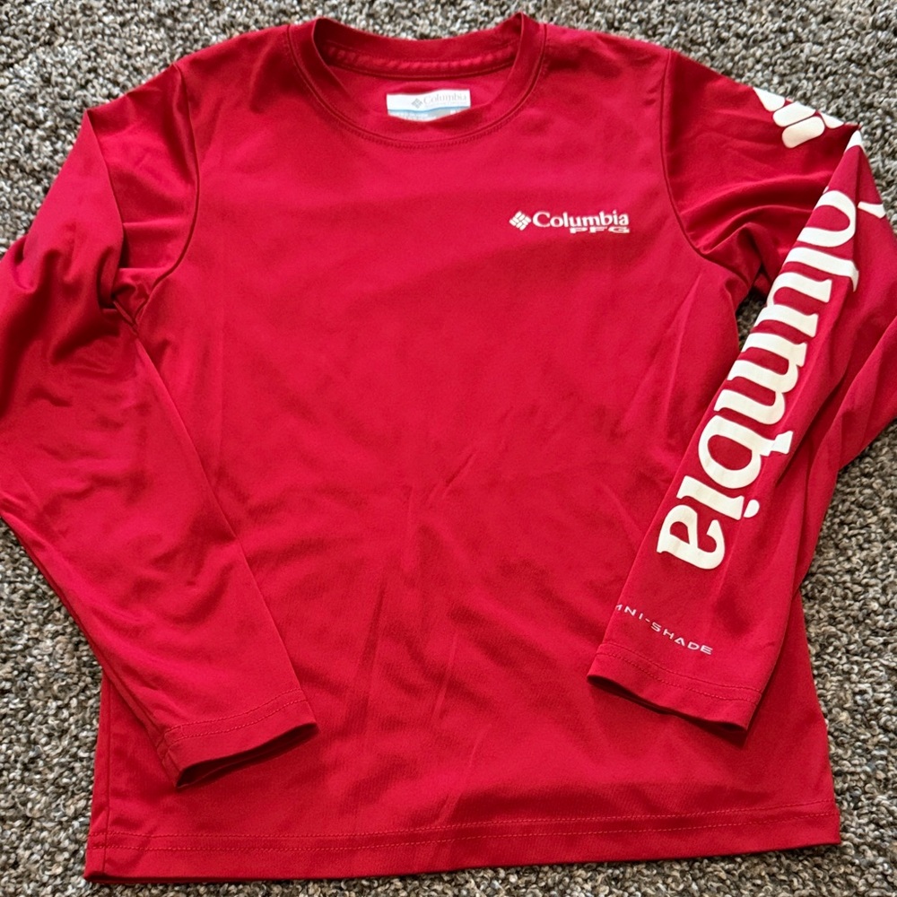 Columbia Kids Bright Red PFG Omni-Shade Long Sleeve Tee